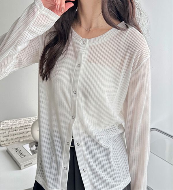 GeeRA（ジーラ）の「カーデにもなる前後２ＷＡＹシアーリブトップス（カットソー）」｜詳細画像