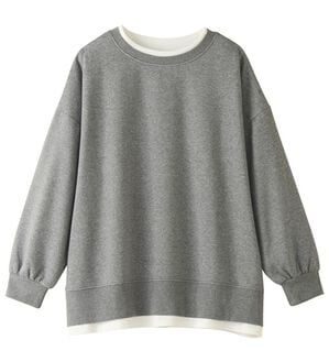 Viola e Viola（ヴィオラ エ ヴィオラ）の「あったか裏起毛レイヤード風デザインゆるトップス（カットソー）」｜杢グレー