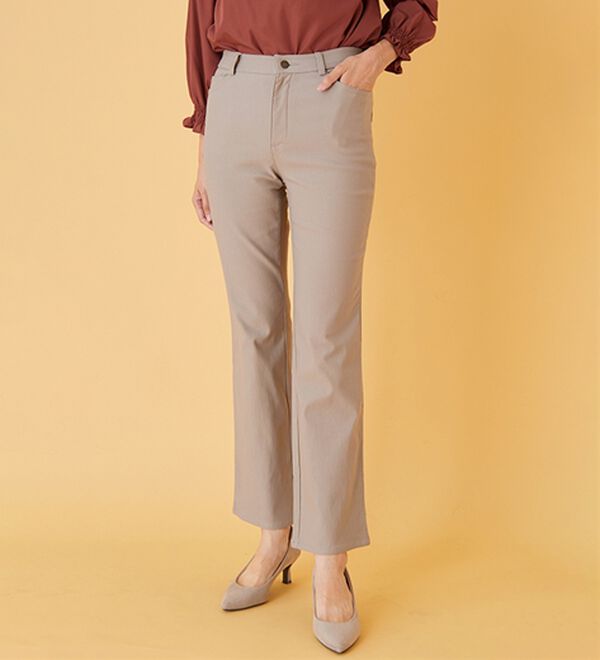 BELLUNA（ベルーナ）の「【選べる裏起毛】静電気防止！ヘリンボーンブーツカットパンツ（フルレングスパンツ）」｜詳細画像