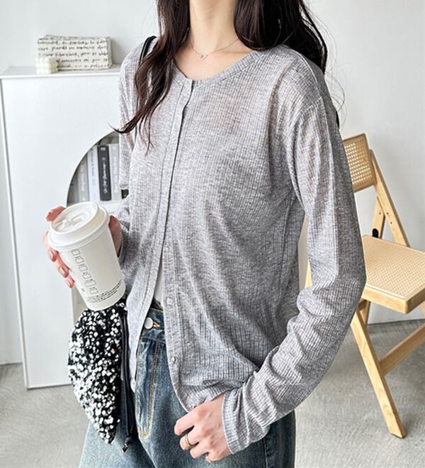 GeeRA（ジーラ）の「カーデにもなる前後２ＷＡＹシアーリブトップス（カットソー）」｜詳細画像