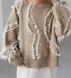 RANAN（ラナン）の「ニュアンスフリンジニット（ニット・セーター）」｜ベージュ