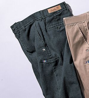 「＜アーノルド　パーマー＞デニム＆チノから選べる定番ストレッチパンツ（メンズフルレングスパンツ）」｜チャコール(デニム)