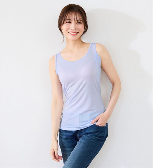 LAVIENNE（ラヴィエンヌ）の「【暑がりさん必見！】瞬間ひんやり冷感！タンクトップインナー＜さらりラボ＞（肌着・インナーウェア）」｜詳細画像