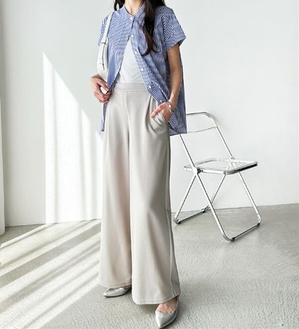 接触冷感！美脚ストレッチワイドパンツ - ベルーナ【公式】