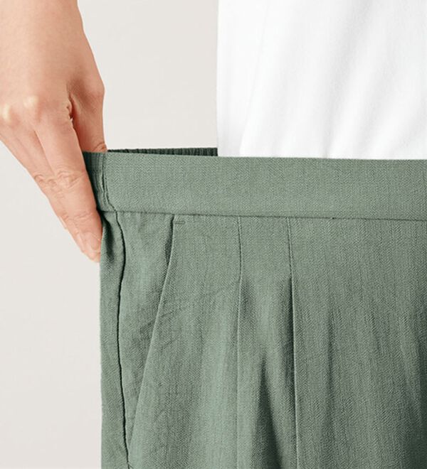 BELLUNA（ベルーナ）の「麻調素材タック使いワイドパンツ（ワイドパンツ・ガウチョ）」｜詳細画像