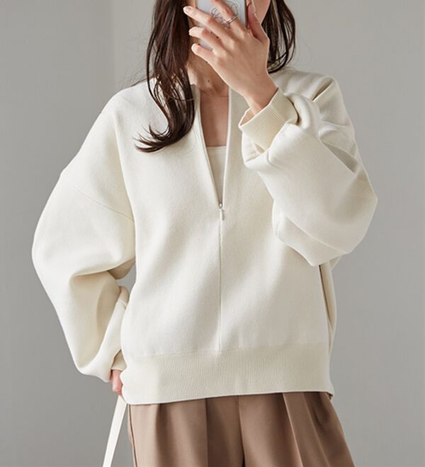 RANAN（ラナン）の「ハーフジップスウェットライクニット（ニット・セーター）」｜詳細画像