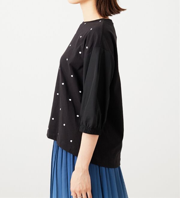 BELLUNA（ベルーナ）の「ドット刺しゅうデザイン袖切替プルオーバー（カットソー）」｜詳細画像