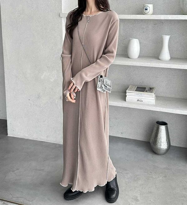 GeeRA（ジーラ）の「全骨格対応！配色プリーツワンピース（カットソーワンピース）」｜詳細画像