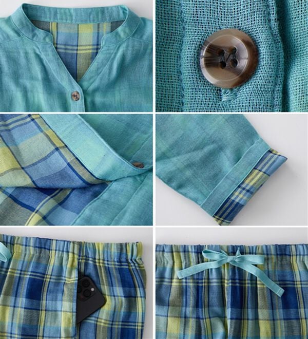 LAVIENNE（ラヴィエンヌ）の「【オーガニックコットン使用】綿１００％Ｗガーゼのルームパジャマ（パジャマ・ルームウェア）」｜詳細画像