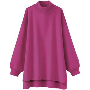 BELLUNA（ベルーナ）の「パフ袖ハイネックニットプルオーバー（ニット・セーター）」｜ピンク