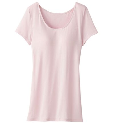 LAVIENNE（ラヴィエンヌ）の「＜さらりラボ＞カップ付半袖インナー（ブラトップ・カップ付きインナー）」