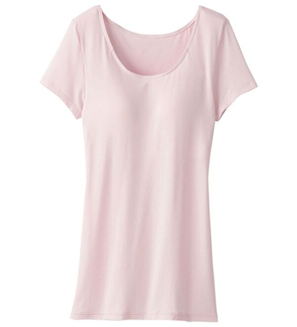 LAVIENNE（ラヴィエンヌ）の「＜さらりラボ＞カップ付半袖インナー（ブラトップ・カップ付きインナー）」｜ピンク