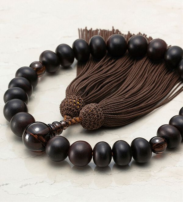 「京念珠土屋念珠店「七条」縞黒檀　茶水晶（メンズブレスレット）」｜詳細画像