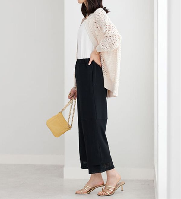 BELLUNA（ベルーナ）の「【Ｌａｇｒｉｌｕａ】裾レース使いアシメ切替デザインパンツ（ワイドパンツ・ガウチョ）」｜詳細画像