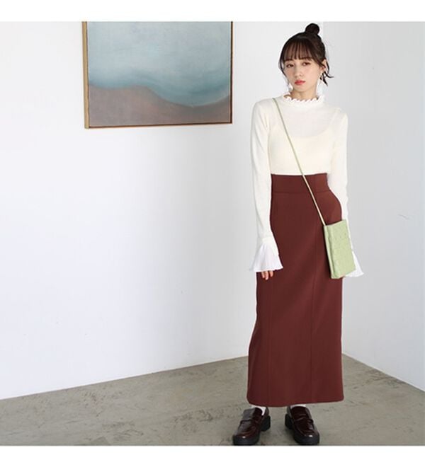 GeeRA（ジーラ）の「プリーツ付ハイネックリブニットトップス（ニット・セーター）」｜詳細画像