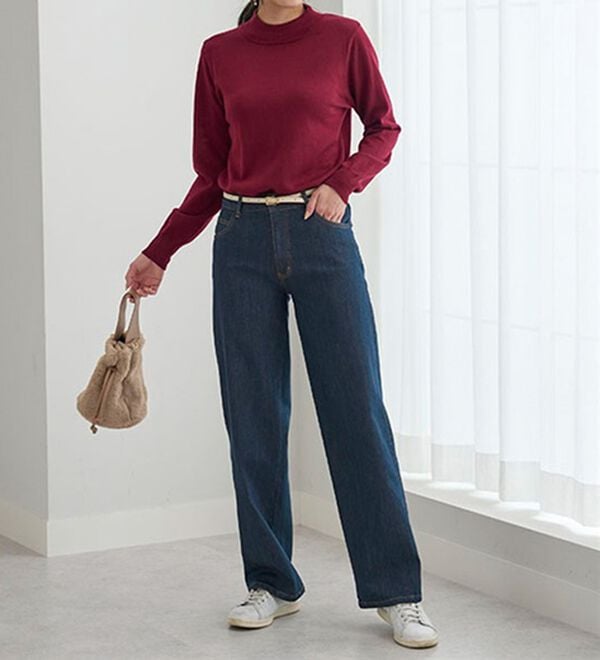 BELLUNA（ベルーナ）の「洗える！メリノウール１００％ハイネックセーター（ニット・セーター）」｜詳細画像