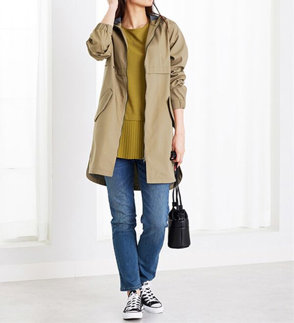 BELLUNA（ベルーナ）の「はっ水加工ボンディング素材ロング丈パーカー（ハーフコート）」｜詳細画像