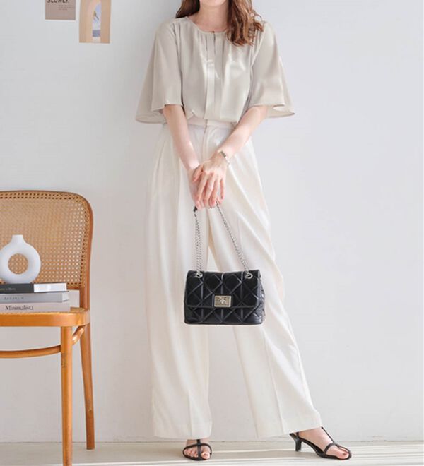 alotta（アロッタ）の「【接触冷感】前後２ＷＡＹギャザーブラウス（半袖）（ブラウス）」｜詳細画像