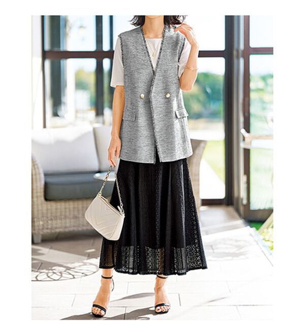 BELLUNA（ベルーナ）の「レース切替デザインフレアースカート（ロングスカート）」｜詳細画像