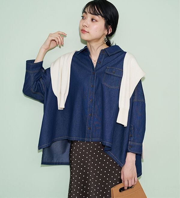 BELLUNA（ベルーナ）の「大人のゆるっと変形デニムシャツ（シャツ）」｜詳細画像