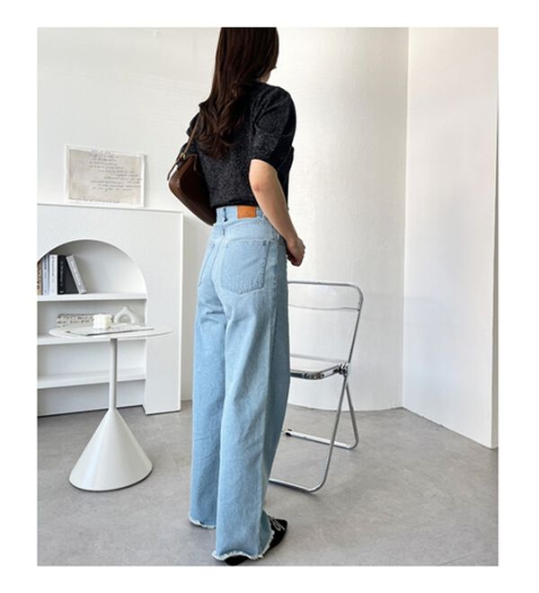 GeeRA（ジーラ）の「オリジナルパッチハイウエストデニム（ワイドパンツ・ガウチョ）」｜詳細画像