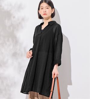 Viola e Viola（ヴィオラ エ ヴィオラ）の「綿素材シアーAラインスキッパーワンピース（その他ワンピース）」｜ブラック