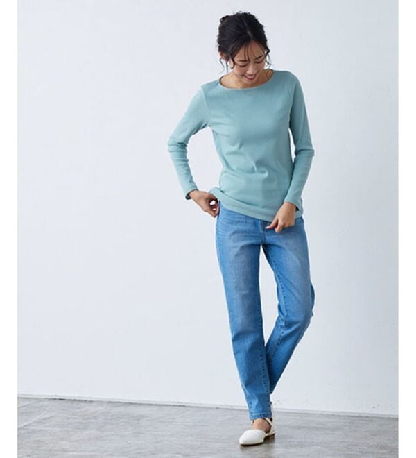 Pierrot（ピエロ）の「【選べる３ネック】華奢見えテレコリブカットソー（カットソー）」｜詳細画像