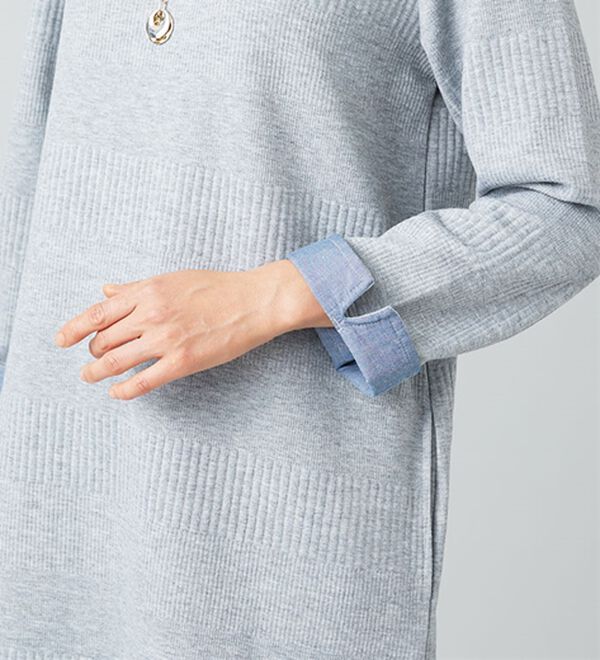 BELLUNA（ベルーナ）の「ボタン使いボーダージャカードワンピース（その他ワンピース）」｜詳細画像