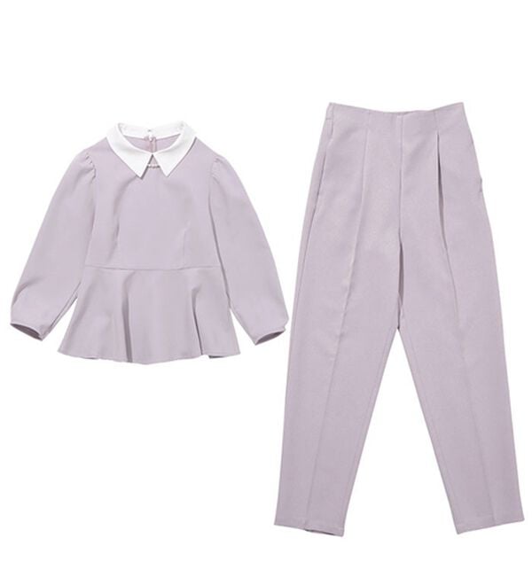 GeeRA（ジーラ）の「ミニ衿ペプラムデザインセットアップ（パンツスーツ）」｜詳細画像