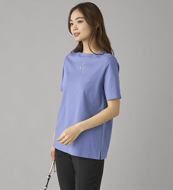 BELLUNA（ベルーナ）の「艶やか綿１００％シンプルプルオーバー（カットソー）」｜詳細画像