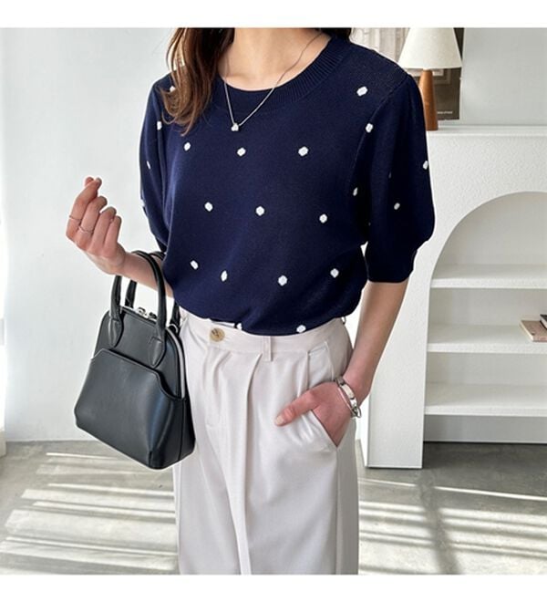 GeeRA（ジーラ）の「ドット柄ジャガードトップス（ニット・セーター）」｜詳細画像