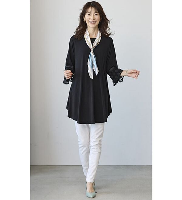 年末限定❗️【新品】ハグオーワーCLOTH&CROSS 長袖レース使いチュニック 袖口レース使いカットソーエレガントチュニック - ベルーナ【公式】