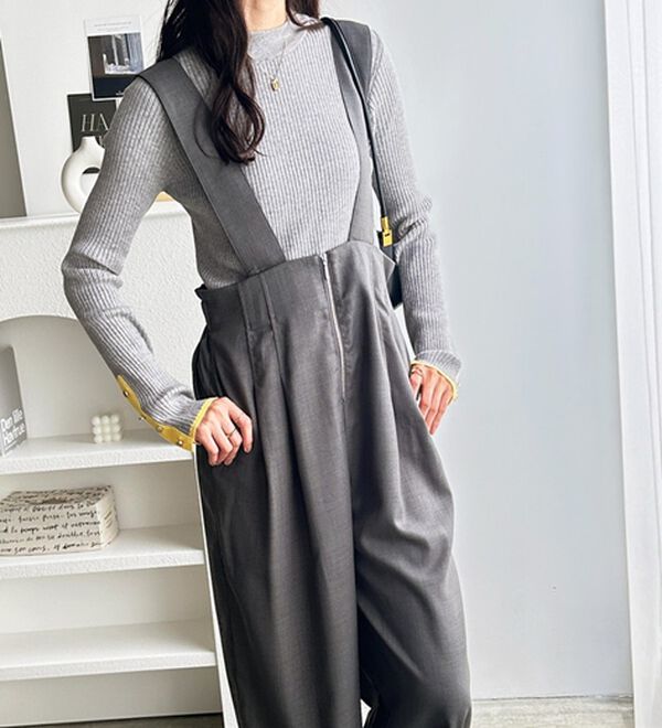 GeeRA（ジーラ）の「フロントジップハイウエストサロペット（オールインワン）」｜詳細画像