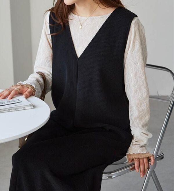 RANAN（ラナン）の「あったか裏ベロアニットコールジャンパースカート（ジャンパースカート）」｜詳細画像