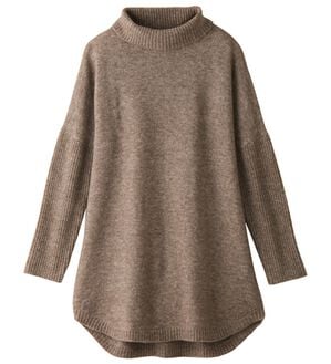 alotta（アロッタ）の「裾ラウンドタートルネックニットチュニック（チュニック）」｜杢ベージュ