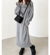 GeeRA（ジーラ）の「アシメボタンニットワンピース（ニットワンピース）」