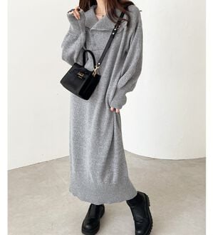 GeeRA（ジーラ）の「アシメボタンニットワンピース（ニットワンピース）」｜詳細画像