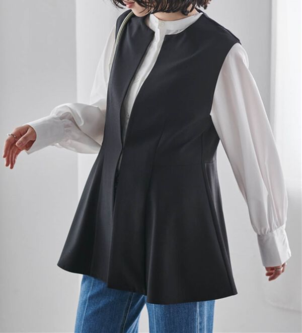 RANAN（ラナン）の「機能付！麻調素材ペプラムジレベスト（ジレ）」｜詳細画像