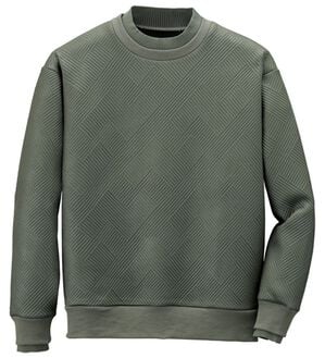 「＜コムルヴァン・オム＞ふくれジャカードレザー風トレーナー（メンズトレーナー）」｜カーキ