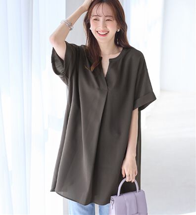 alotta（アロッタ）の「スキッパーとろみブラウスチュニック（ブラウス）」