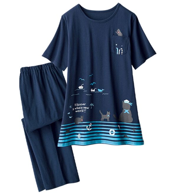 ルフラン（ルフラン）の「【２着組】涼やか猫パジャマ（パジャマ・ルームウェア）」｜詳細画像