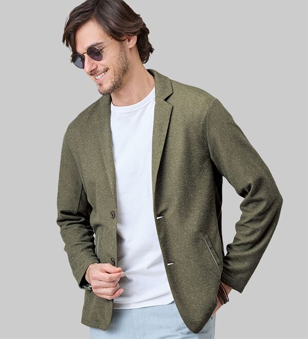 「＜コムルヴァン・オム＞麻入り上品テーラーカーディガン（メンズジャケット）」｜詳細画像