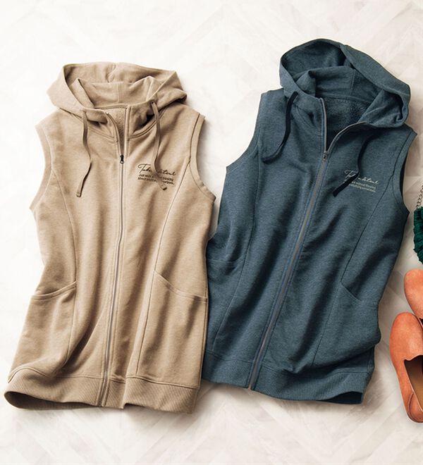 ルフラン（ルフラン）の「【２色組】やわらかお出かけパーカーベスト（ベスト）」｜詳細画像