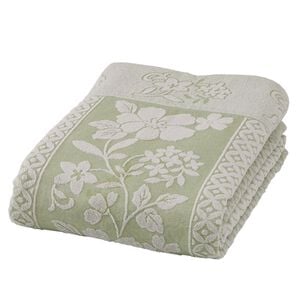 「今治産ロング＆ボリュームジャカード織タオルケット（肌掛布団・タオルケット）」｜シングルグリーン