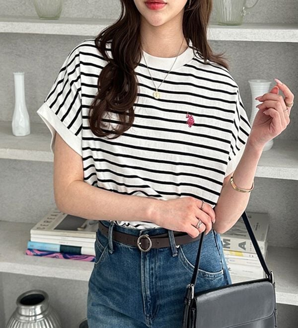 GeeRA（ジーラ）の「【新色追加】【ＵＳ．ＰＯＬＯ．ＡＳＳＮ】綿100％フレンチスリーブＴシャツ（Tシャツ）」｜詳細画像