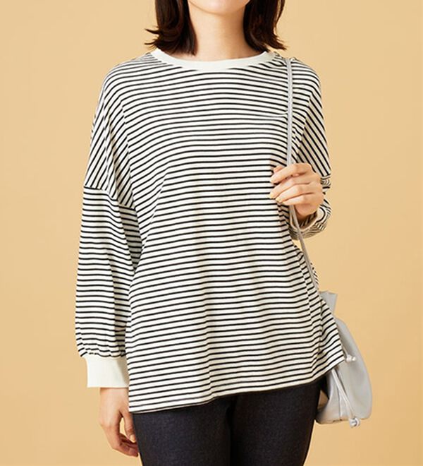 BELLUNA（ベルーナ）の「ゆったり体型カバー！ボーダープルオーバー（カットソー）」｜詳細画像