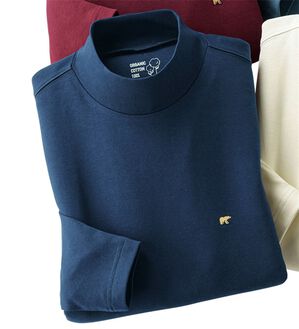 「＜ゴールデンベア＞綿１００％ヒートハイネックシャツ（メンズＴシャツ）」｜ネイビー