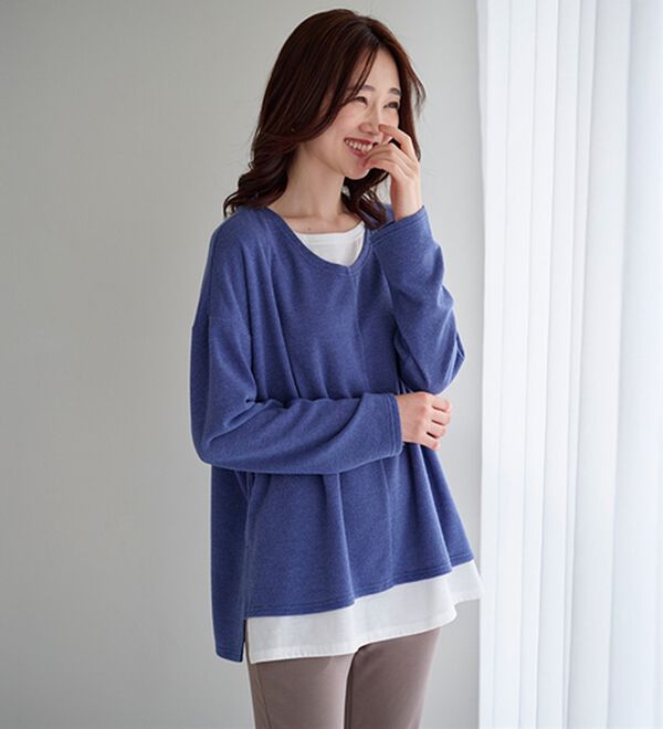 BELLUNA（ベルーナ）の「杢調素材レイヤード風チュニック（チュニック）」｜詳細画像