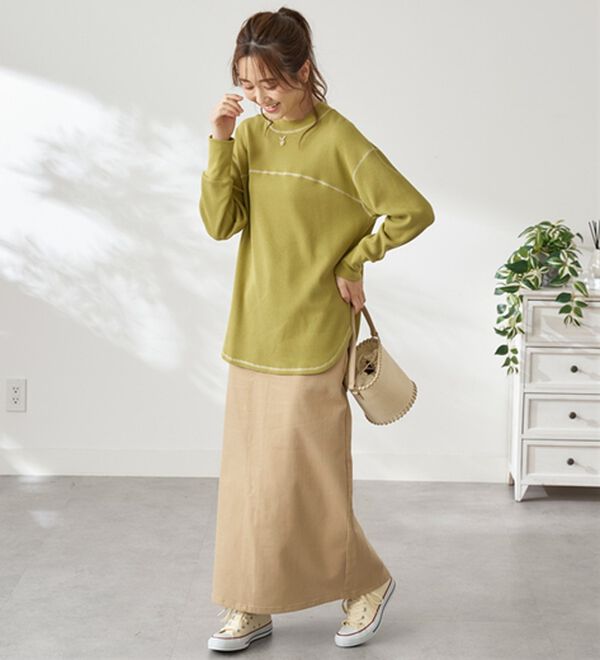 BELLUNA（ベルーナ）の「裏起毛ワッフル素材チュニック（チュニック）」｜詳細画像