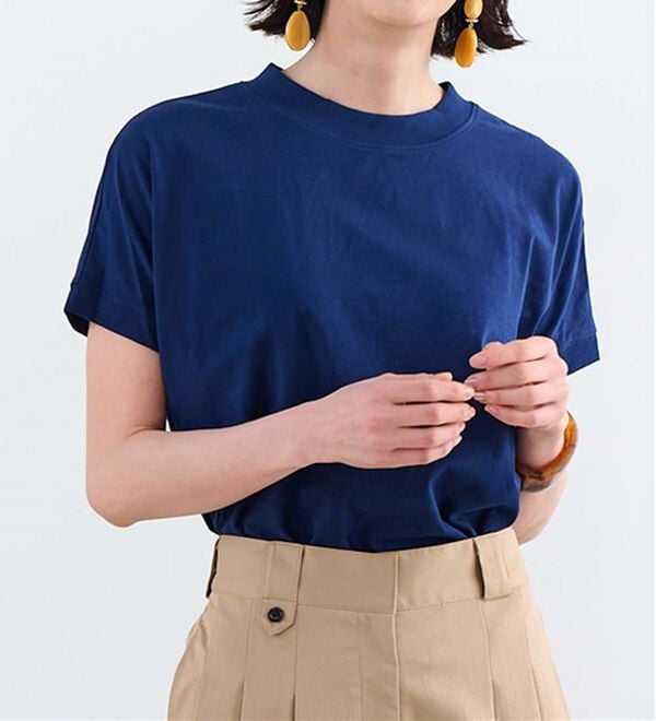 RANAN（ラナン）の「【選べる袖丈】＜BC＞綿100％プチハイネックＴシャツ（カットソー）」｜詳細画像